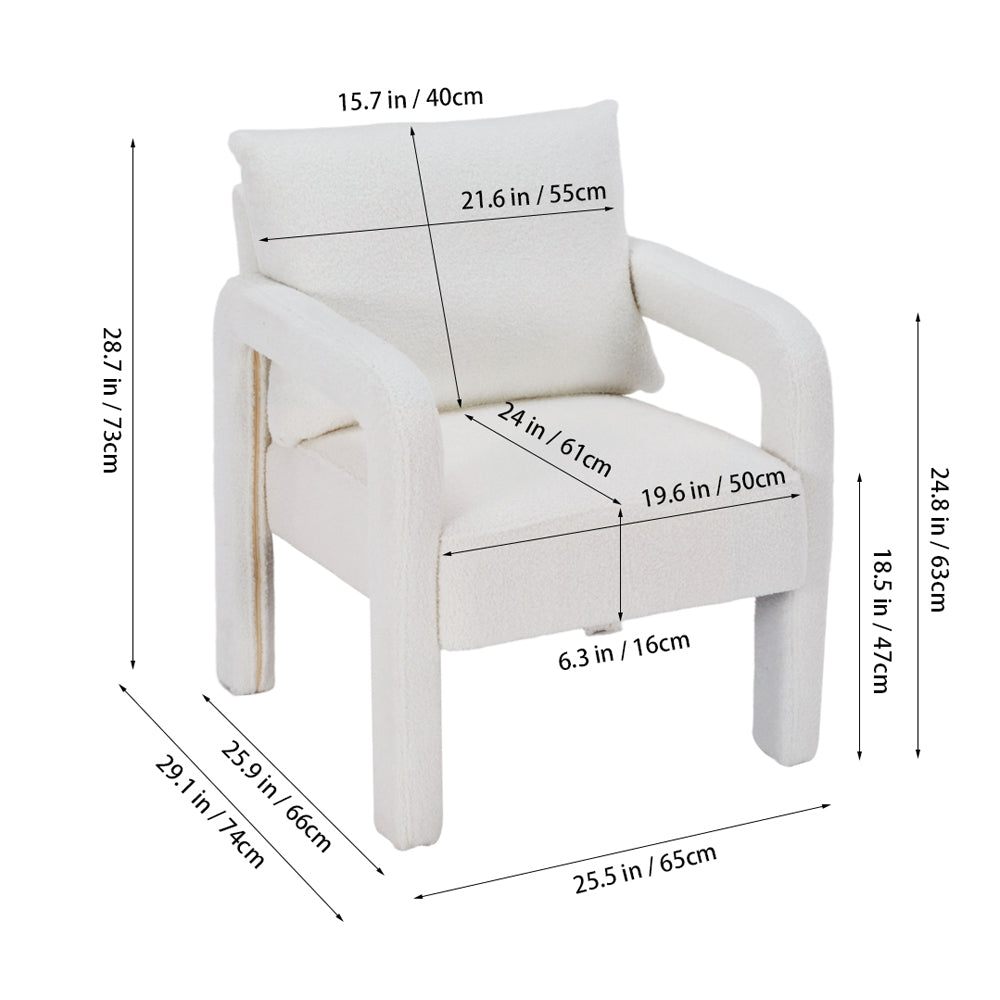 Teddy Fleece Upholstered Accent Chair With Lumbar Pillow