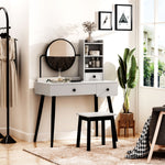 Dressing Table Set With 3 Drawers, Storage Shelves And Stool | One Size