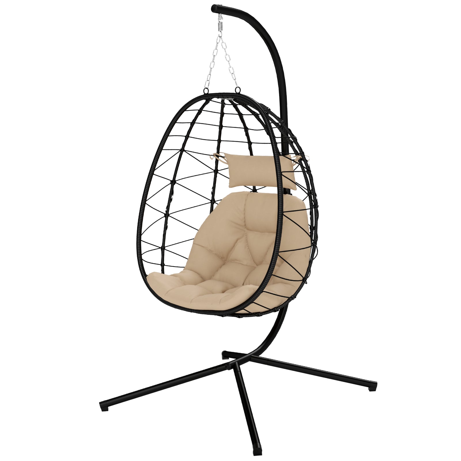 Garden Egg Chair Outdoor Hanging Swing Chair, Folding Basket | Khaki