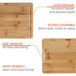 BlauKe Wood Cutting Boards For Kitchen - Bamboo Cutting Board Set With Juice Groove And Handles - Wooden Chopping Board