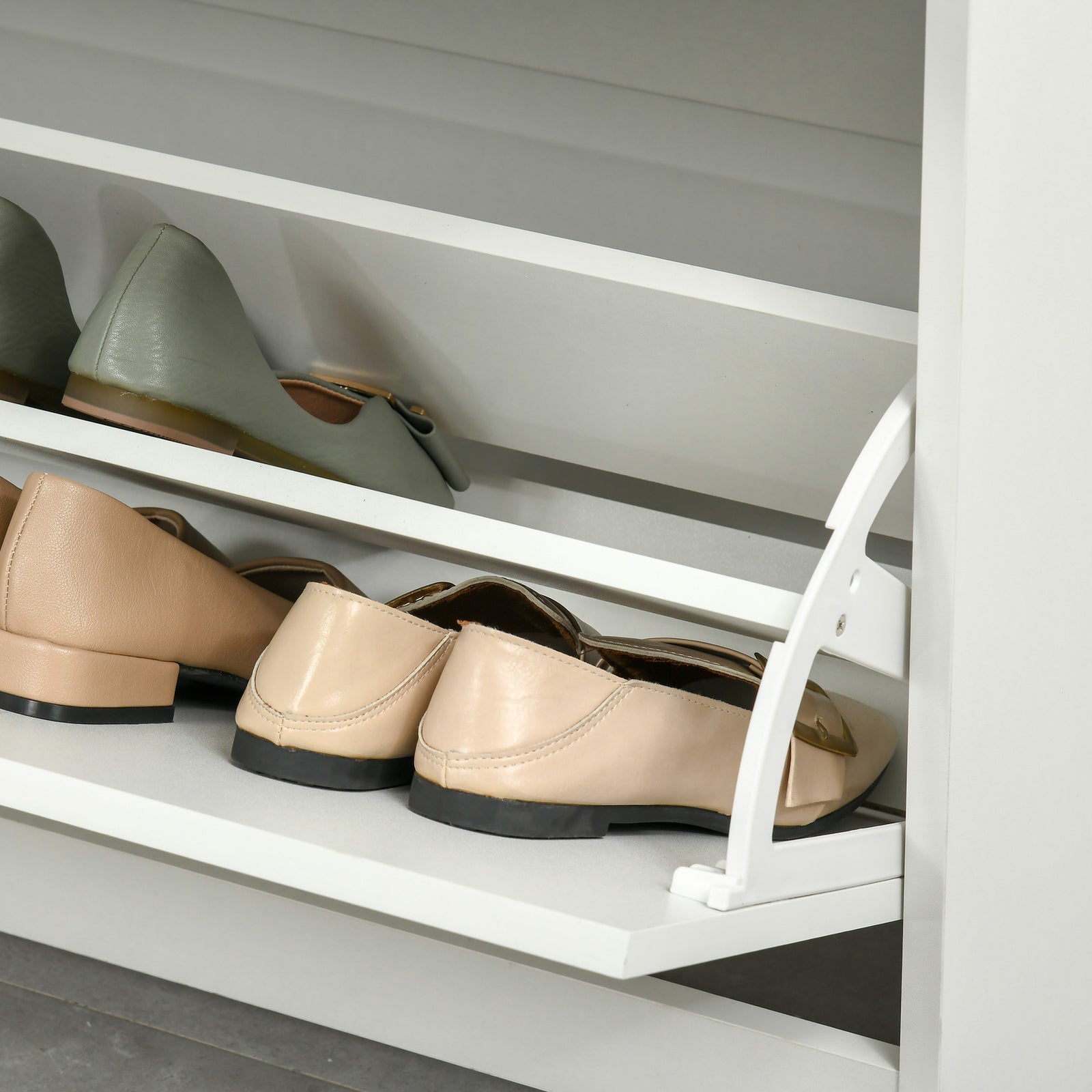 Tipping Shoe Cabinet Hall Organizer With Flip Drawers