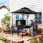 8' X 5' Grill Gazebo, Double Tiered Outdoor Bbq Shelter | Dark Gray