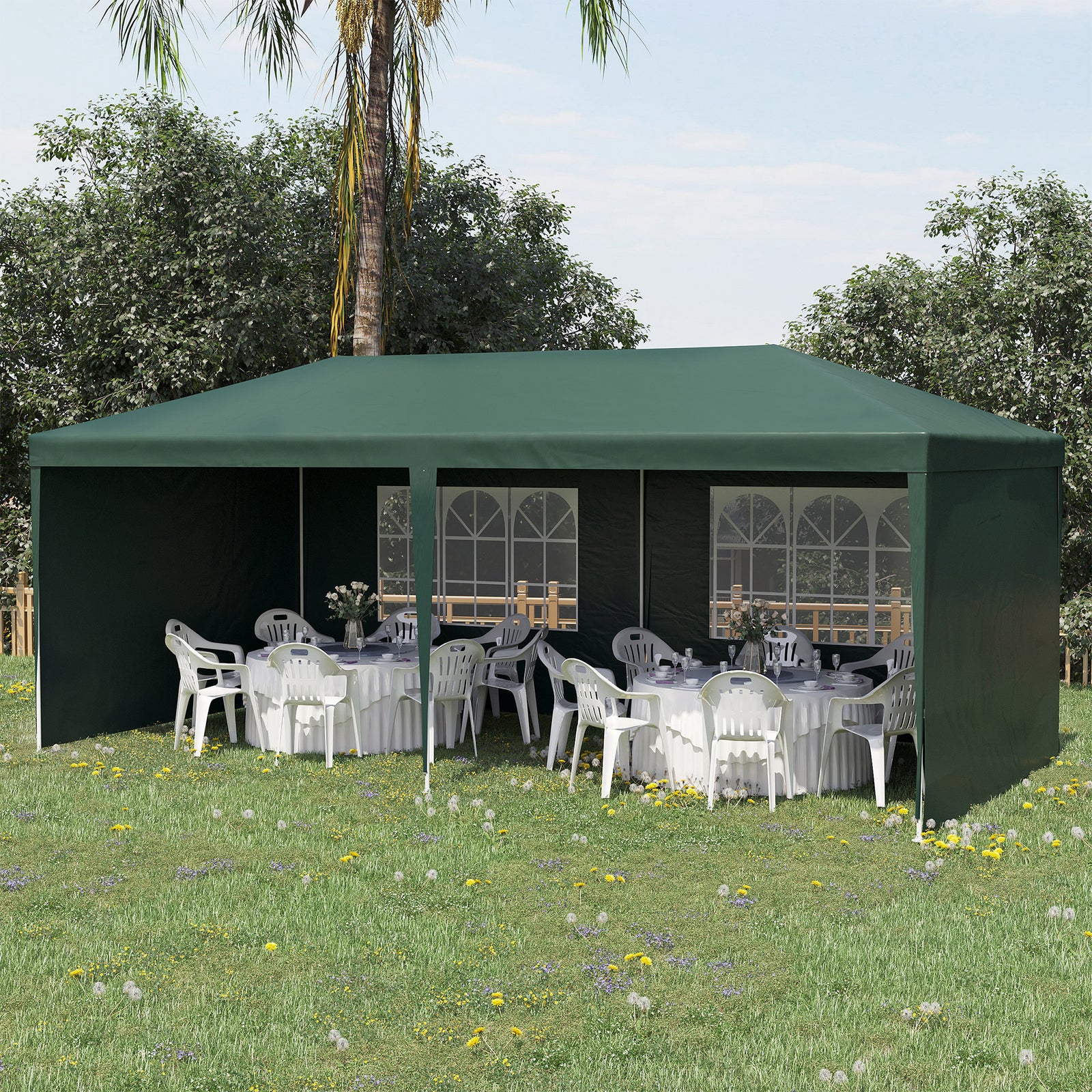 6m X 3m Garden Gazebo Marquee Canopy Party Tent Canopy Patio | Green