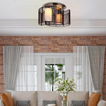 Flush Mount Ceiling Light W/ Wire Drawing Lampshade Chrome