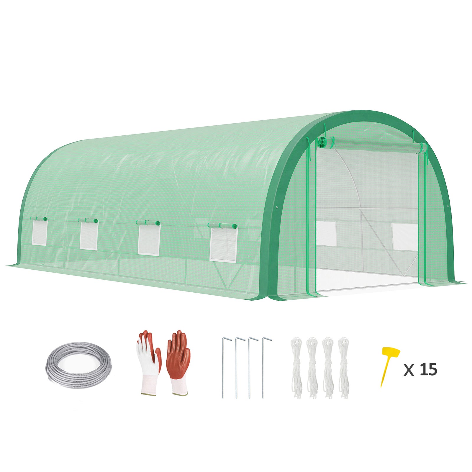 Walk-in Tunnel Greenhouse Upgraded Mesh Door & Windows