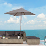 2x1.5m Wooden Patio Umbrella Parasol | Gray