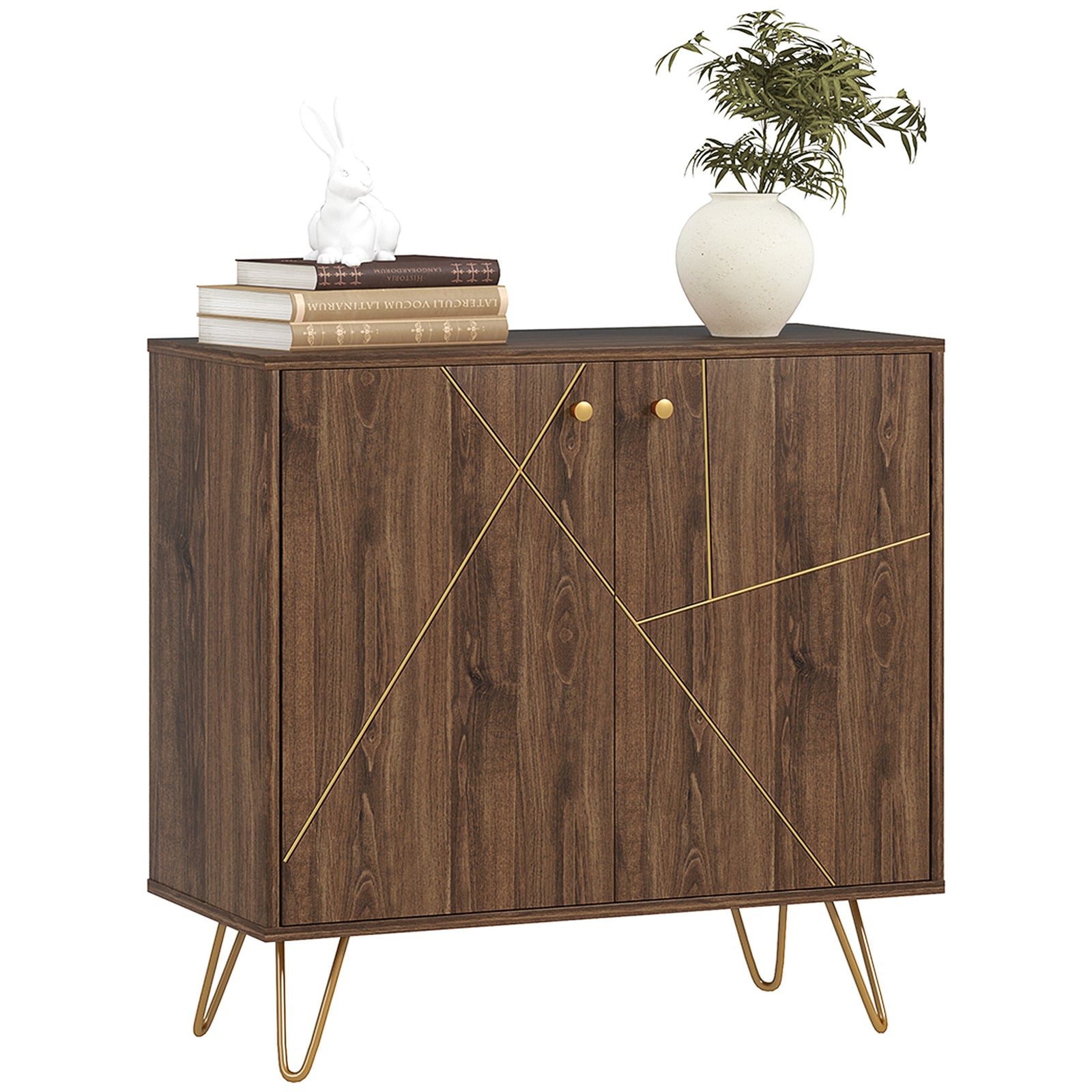Sideboard Storage Cabinet With Luxurious Steel Lines Legs