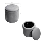 Modern Pleated Storage Ottoman – Lift-up Lid Footstool, Footrest & Storage 38cm Dia X 38cm H