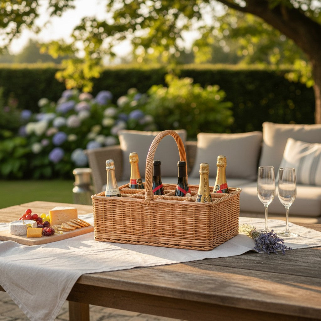 12 Bottle Drinks Wicker Basket