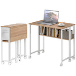 80 Cm Foldable Computer Desk On Wheels For Small Spaces | Natural