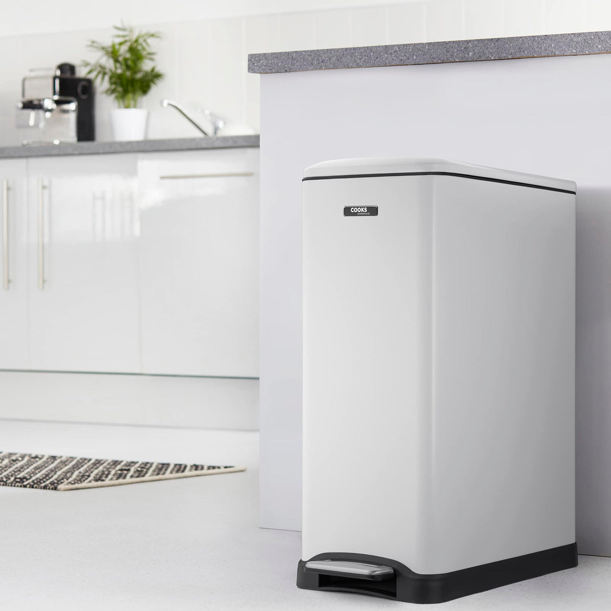 Slimline Dual Compartment Pedal Bin 50l | 50l | White