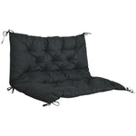 2 Seater Garden Bench Cushion Outdoor Seat Pad With Ties | Jet Black