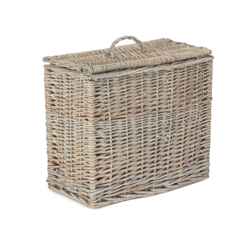 Grey Wash Rectangular Toilet Tidy Lidded Basket | One Size | Gray