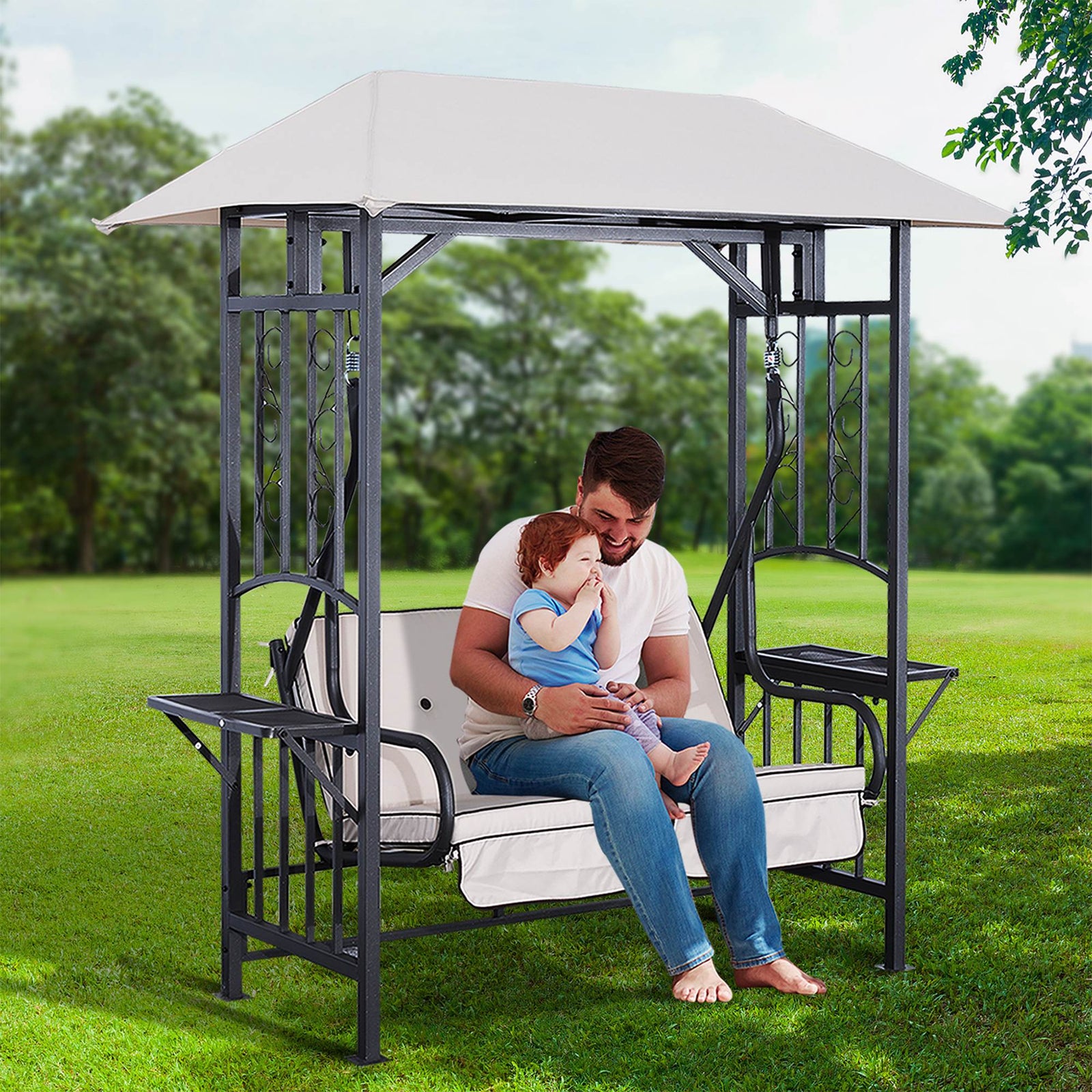 Outdoor Garden 2 Seater Canopy Swing Seat Porch Hammock