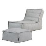 Dolce Indoor Outdoor Bean Bag Lounger And Footstool Grey Patio Chairs, Grey