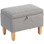 Linen Storage Ottoman Storage Box With Rubberwood Legs | Light Grey
