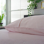 Gingham Cotton Duvet Cover Set – Soft, Breathable Fabric With Double-piped Edging | Double | Rose