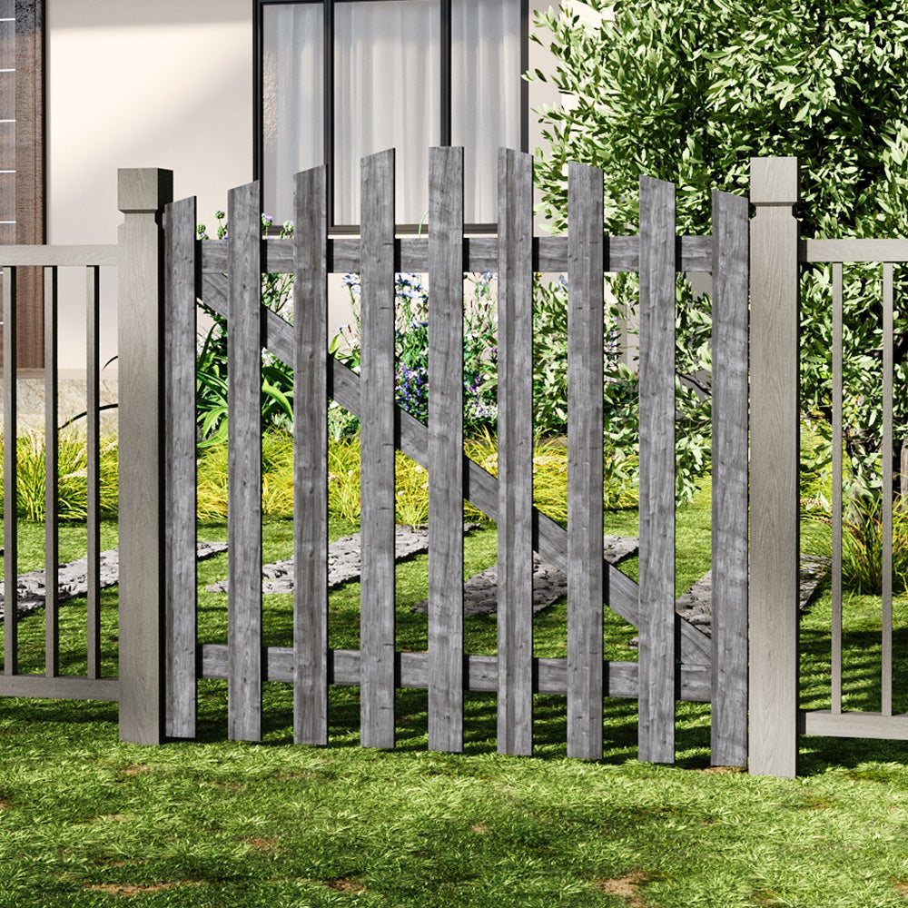 Rustic Wooden Garden Gate With Arched Top Weathered Gray Finish | Large | Grey