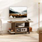 HOMCOM Modern Tv Cabinet Stand Storage Shelves Table Mobile Walnut