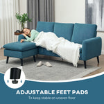 3 Seater Corner Sofa Couch Settee With Chaise Lounge | One Size | Blue