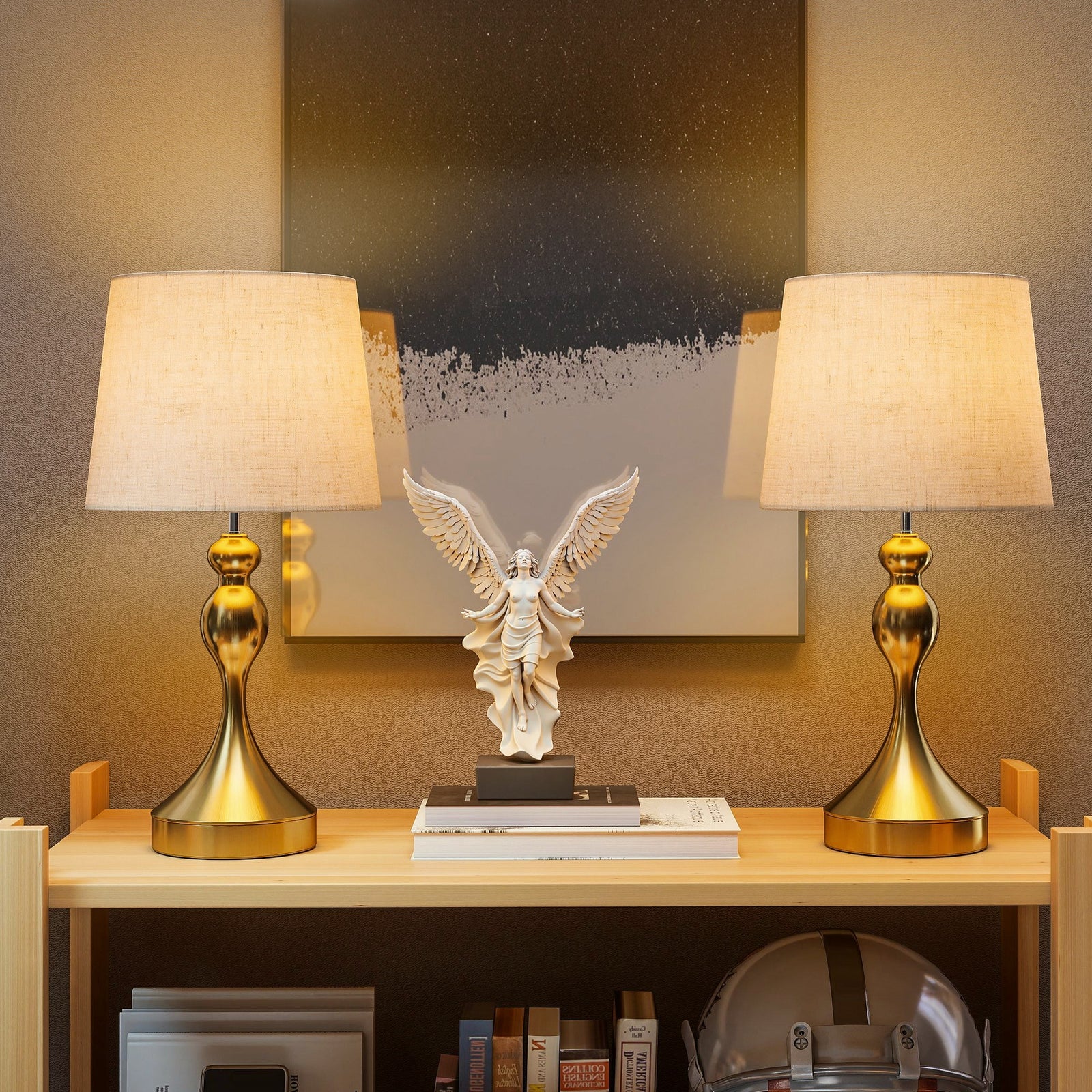 Table Lamps Set Of 2, Modern Bedside Lamps With Usb Ports | Gold