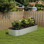 Raised Garden Bed Kit Oval-shaped Galvanized Steel Raised Garden Bed Raised Planter Box Outdoor | Small | Galvanized Silver