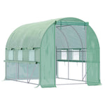 Walk-in Polytunnel Greenhouse W/ Sidewalls | Green
