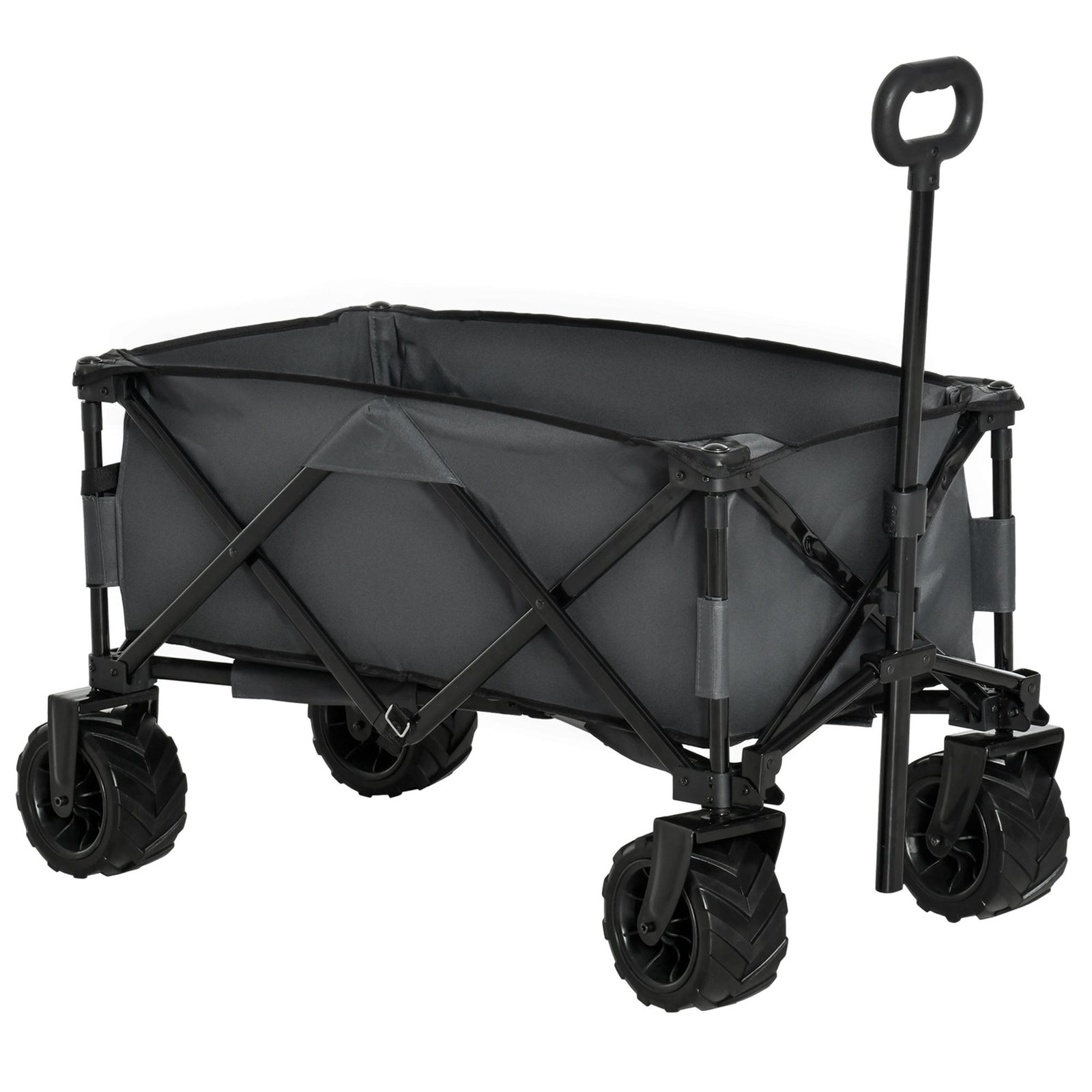 Outdoor Pull Along Folding Garden Trolley For Beach Camping | Dark Gray
