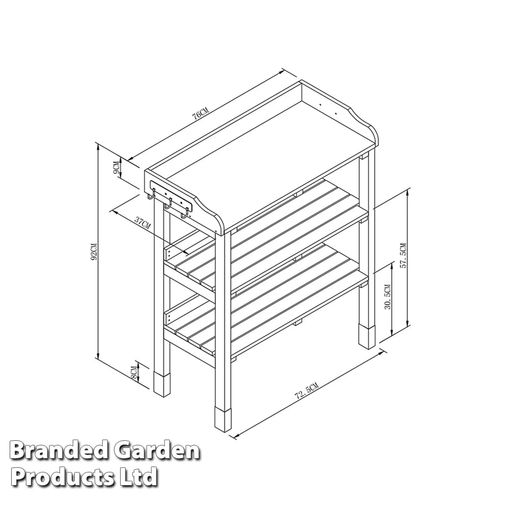 3-tier Wooden Potting Table Grey