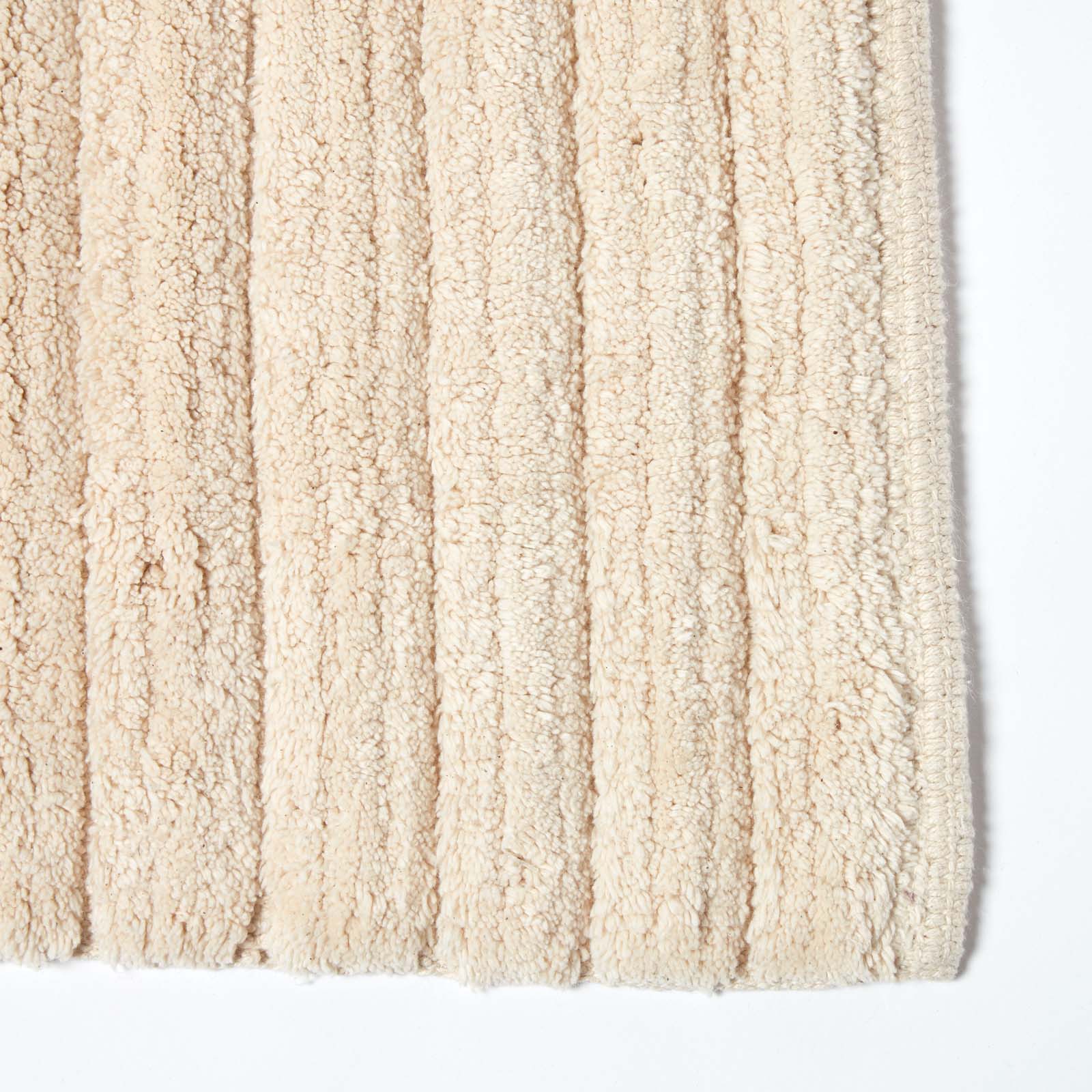 Ribbed Cotton Spa Style Bath Mat | Pedestal Mat | Cream