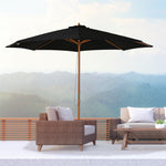 3m Wooden Bamboo Parasol Outdoor Umbrella Canopy | Black