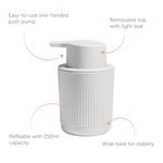 Recycled Soap Dispenser - Easy to use one hand push pump - Refillable with 250ml capacity- Made in the UK | Stone