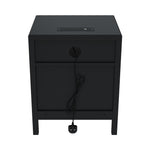 Bedside Tables With Charging Station & Drawers | Set of 2 | Black