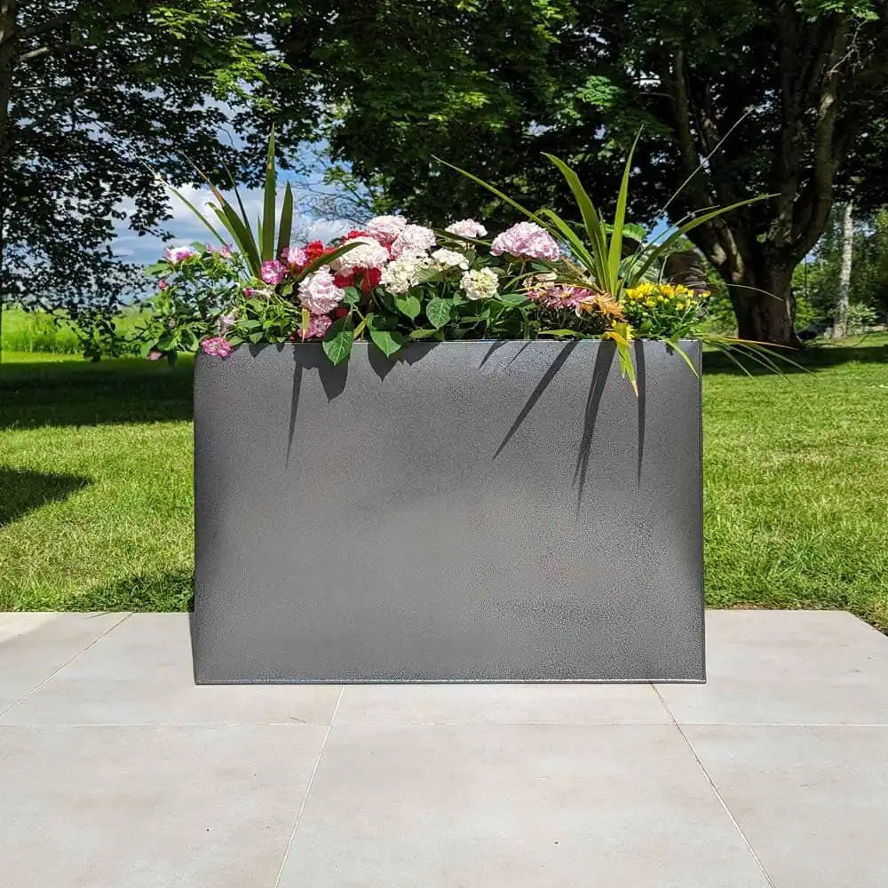 Long Zinc Galvanised Tall Trough Planter | 80cm x 25cm x 60cm | Silver Black