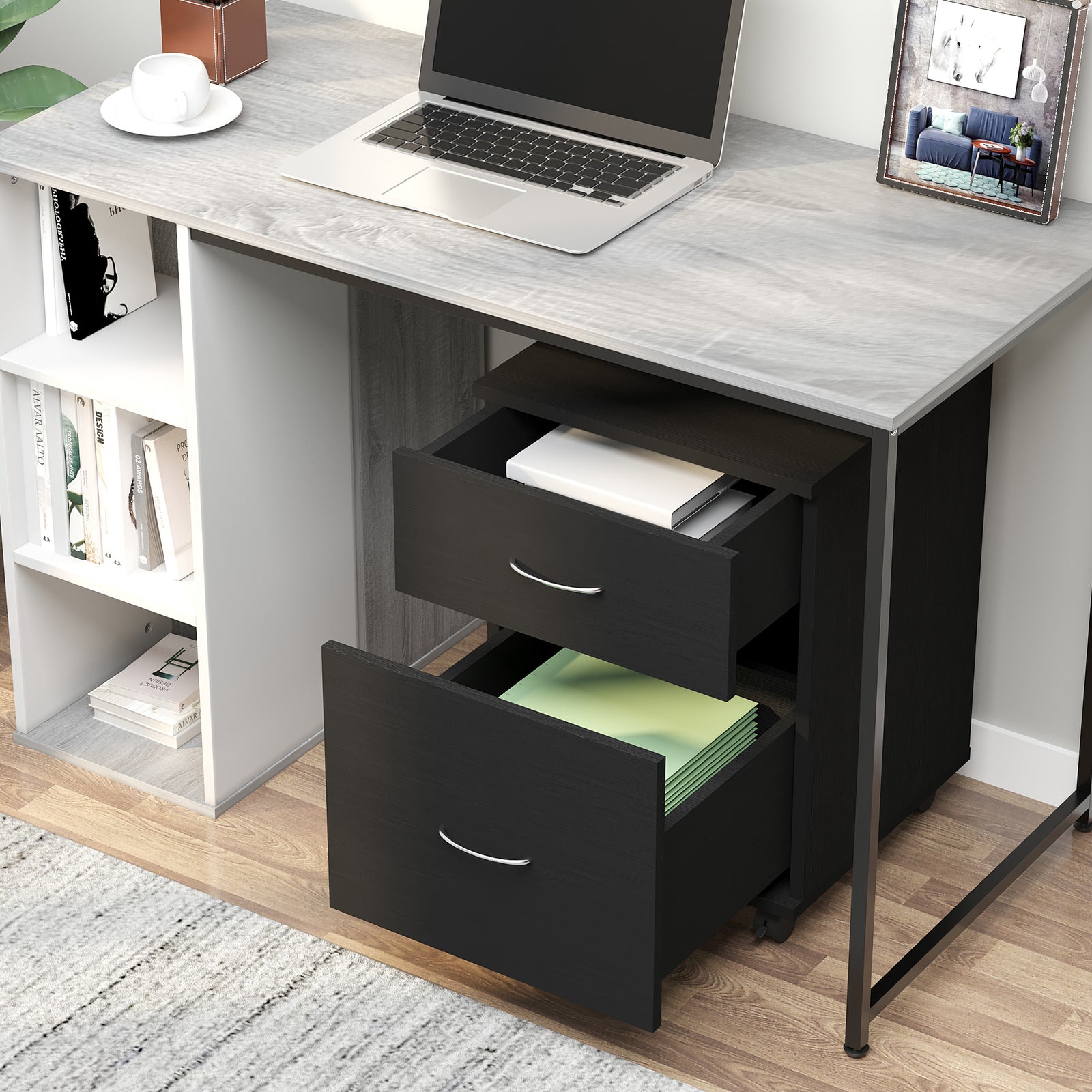 Pedestal Office Mobile Filing Cabinet 2 Drawer | One Size | Black