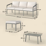 3 Piece Garden Dining Set, Outdoor Patio Furniture, Grey