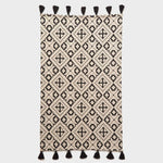 Reva Black & White Cotton Geometric Rug | 150cm x 95cm | Black & White