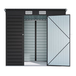 4x6ft Outdoor Storage Shed – Galvanized Steel Garden Shed Lockable With Double Doors & 2 Vents
