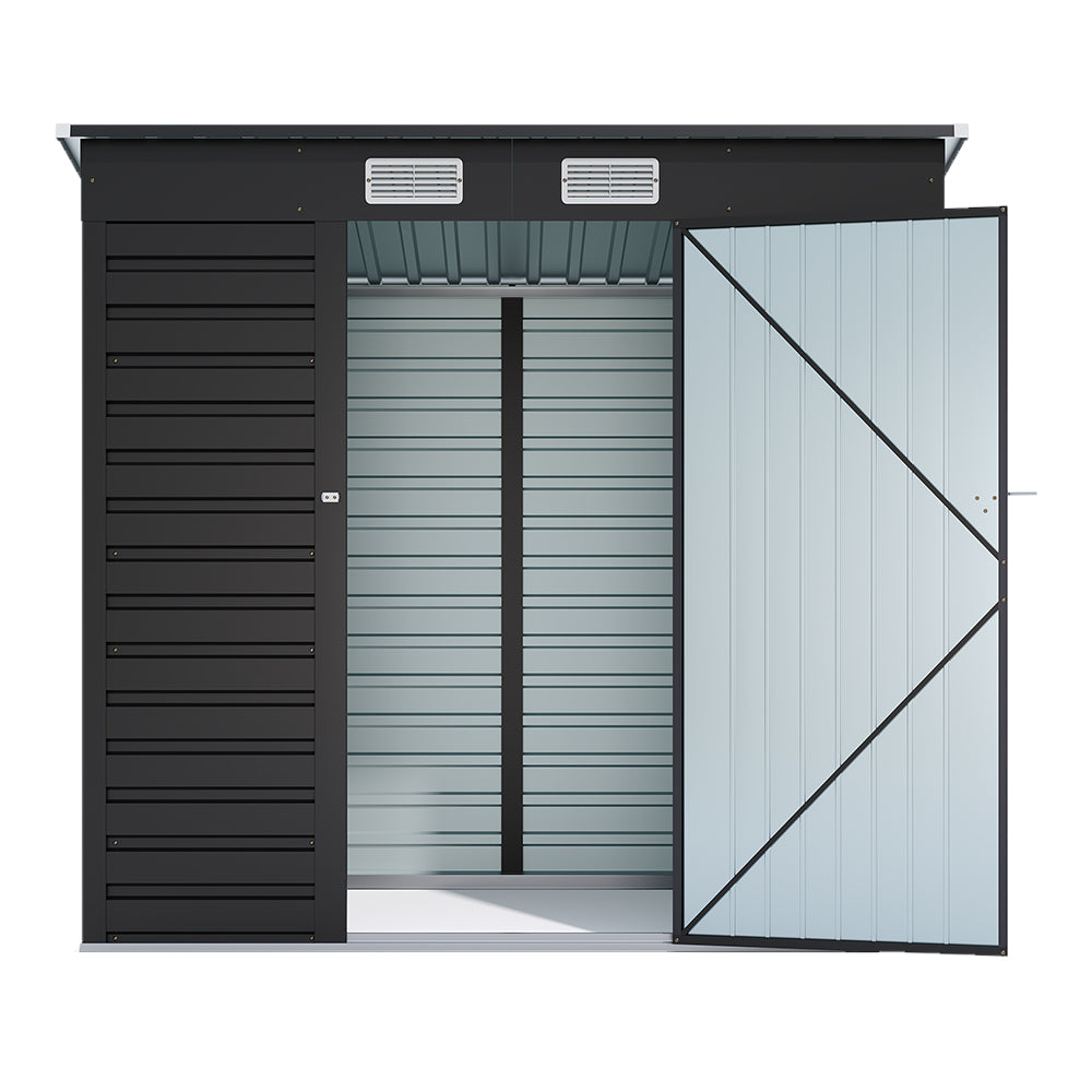 4x6ft Outdoor Storage Shed – Galvanized Steel Garden Shed Lockable With Double Doors & 2 Vents