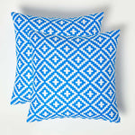 Blue Geometric Outdoor Cushion 45 X 45 Cm, Set Of 2 | 45cm x 45cm | Blue & White