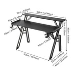 2-tier Gaming Desk With Mouse Pad, Cup Holder & Headphone Hook Sturdy Computer Table With Rgb Led Lights, App & Remote Control 120/140/160cm W | Large