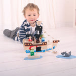 Bigjigs Toys Wooden Mini Pirate Ship Playset, Includes 10 Play Pieces