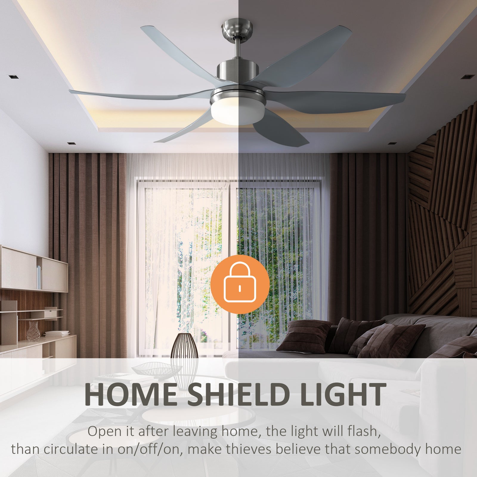 Reversible Ceiling Fan W/ Light, 6 Blades Indoor Led Fan