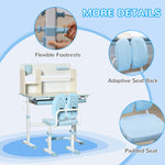 Kids Desk And Chair Set With Storage Shelves, Washable Cover | Blue