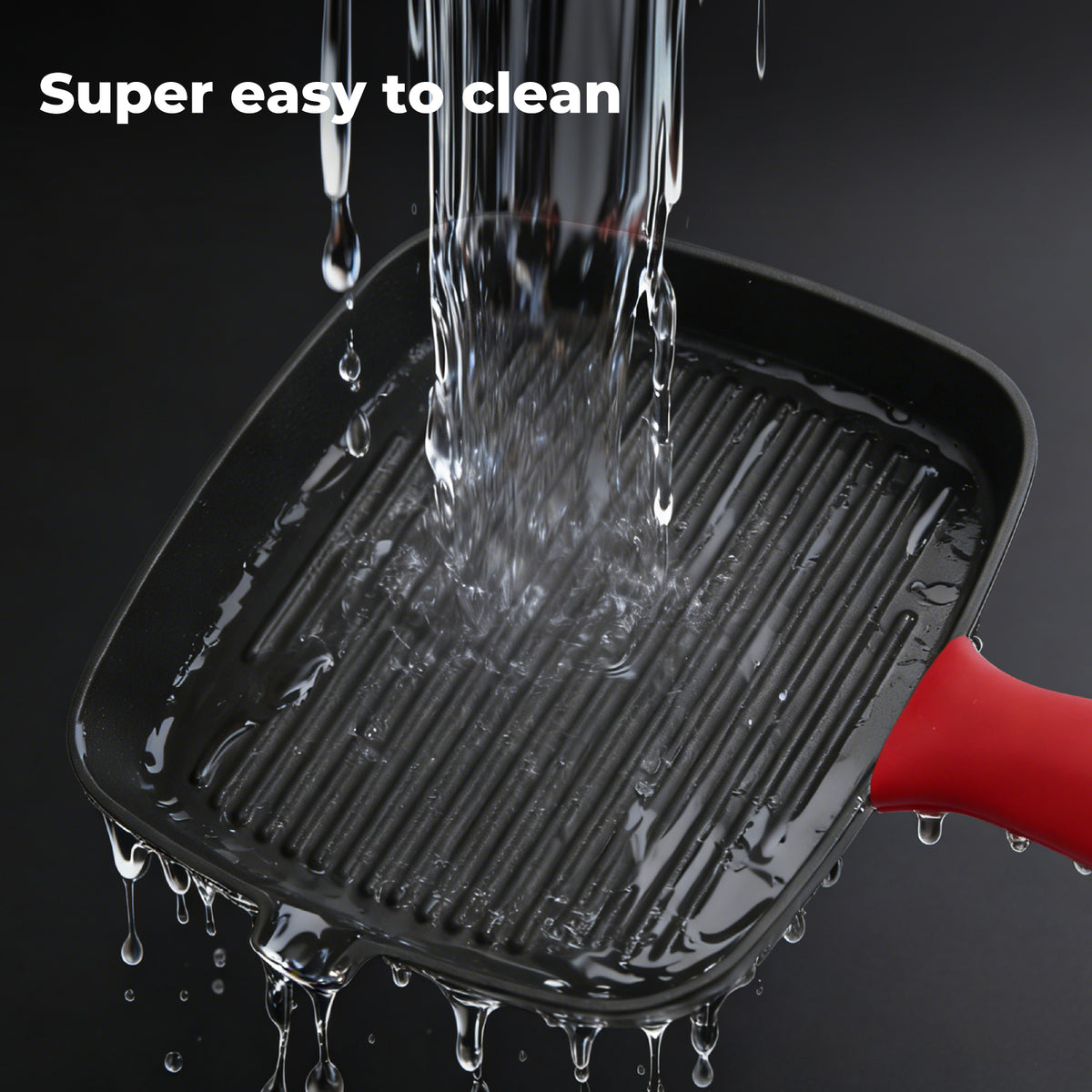 Cast Iron Griddle Grill Pan Square Skillet Bbq Non‑stick Frying Cookware | Red