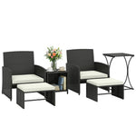 6 Piece Rattan Garden Furniture Set With Nesting Tables | Black