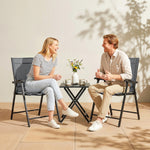Folding Garden Chairs Set With High Back, Armrests | Set of 2 | Light Grey