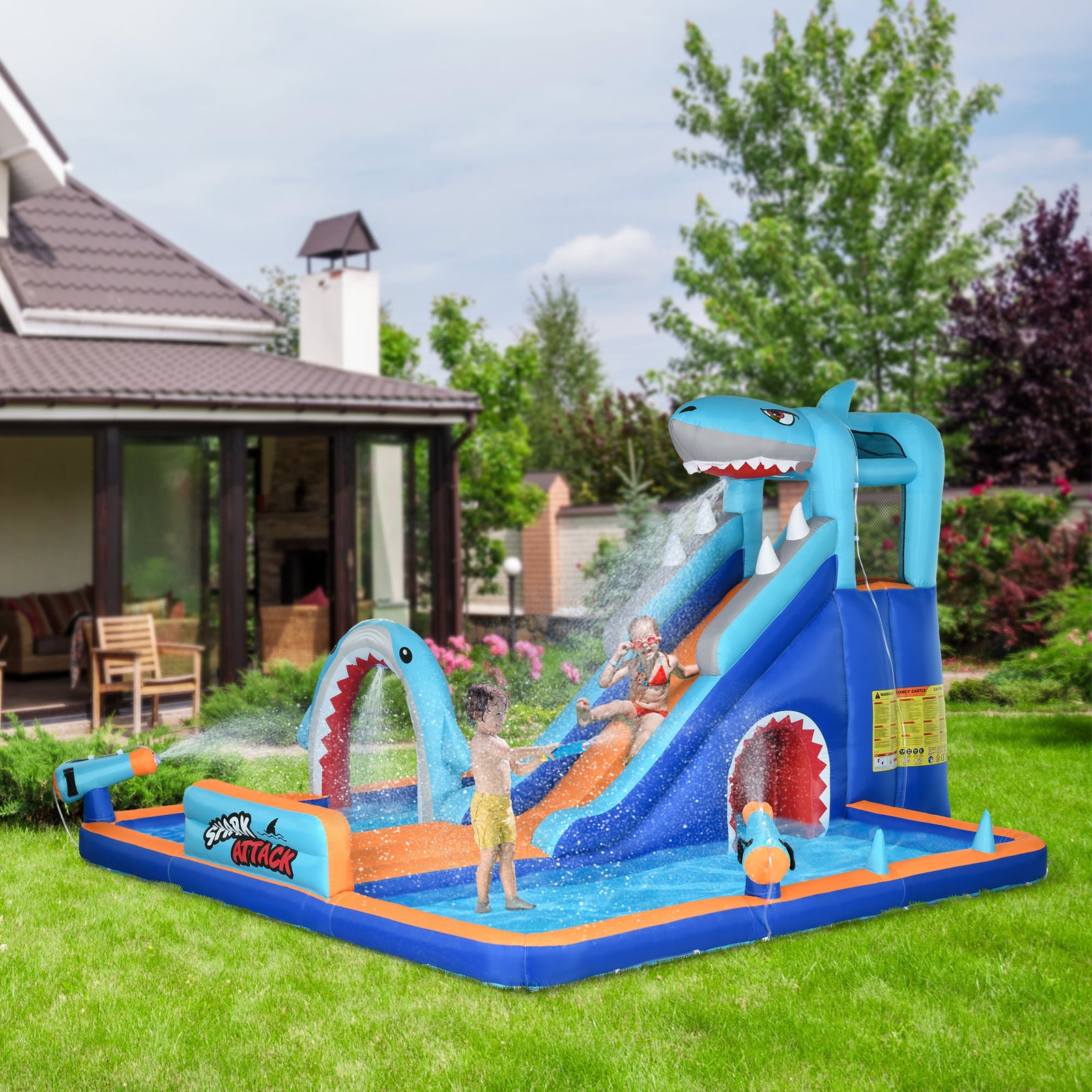 6 In 1 Kids Bouncy Castle W/ Slide, Pool, Trampoline, Blower