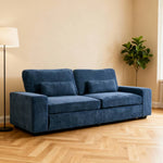2-seater Chenille Upholstered Sofa With Pillows | Blue