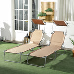 Reclining Sun Lounger Folding Recliner Garden Chair | Set-of-2 | Brown